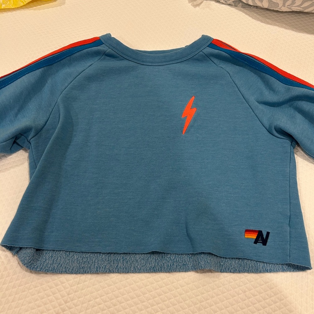 Aviator Nation - Rainbow striped crop sweatshirt